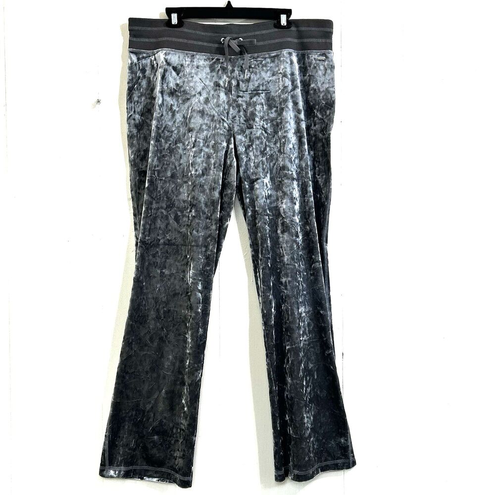 Calvin Klein Women's Velour Silver Sweatpants Size XL Elastic Waist Straight Leg